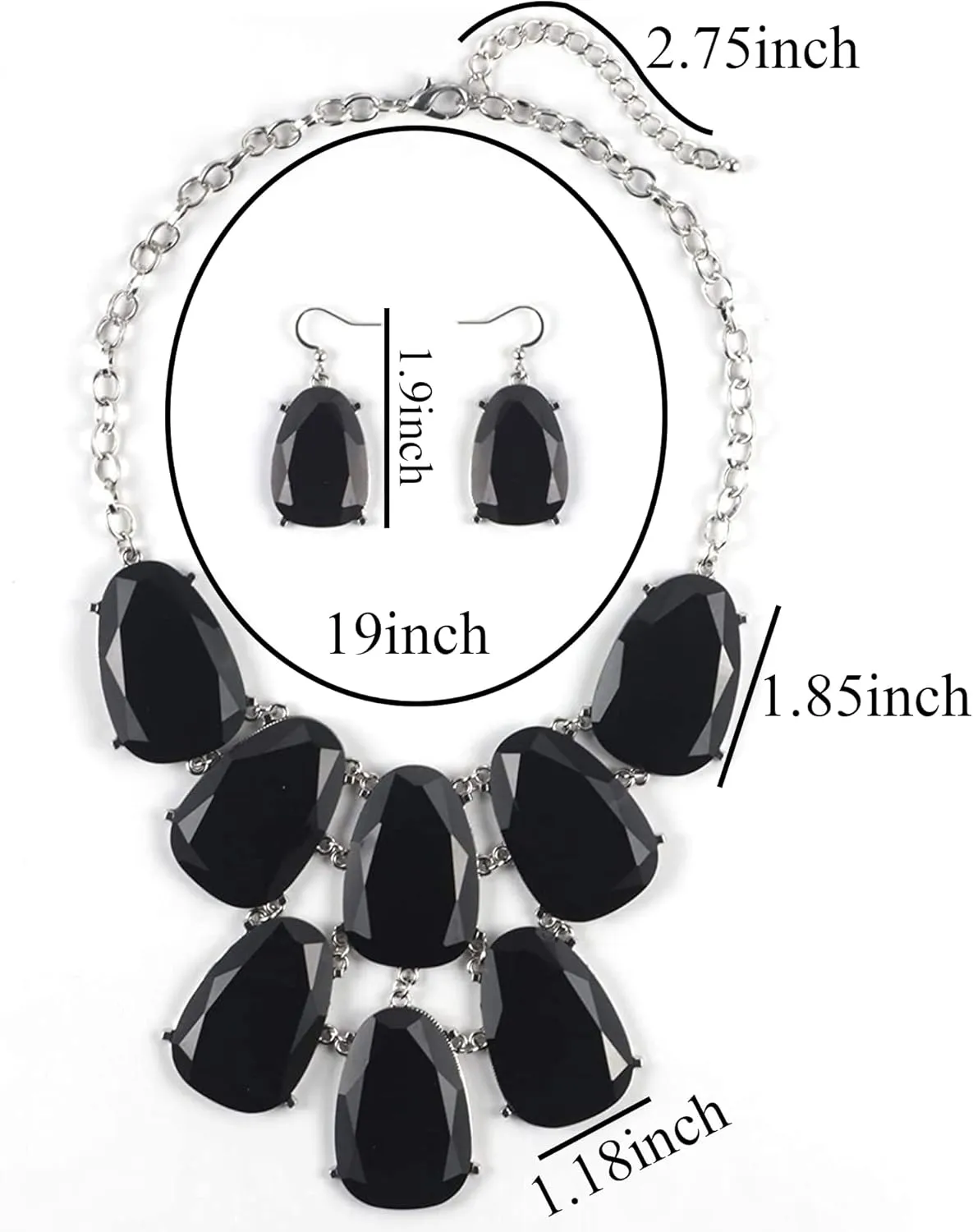 Firstmeet Chunky Bubble Statement Collar Necklace with Earrings for Women