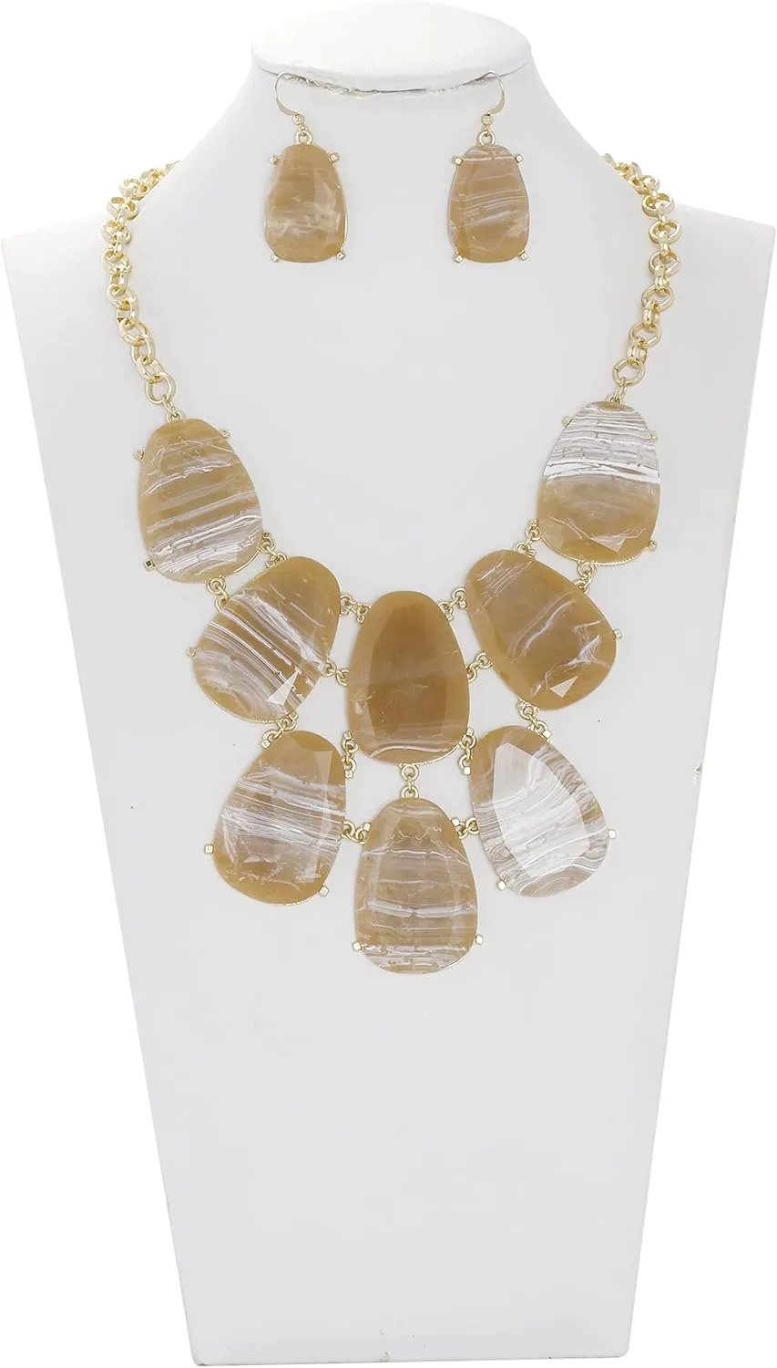 Firstmeet Chunky Bubble Statement Collar Necklace with Earrings for Women