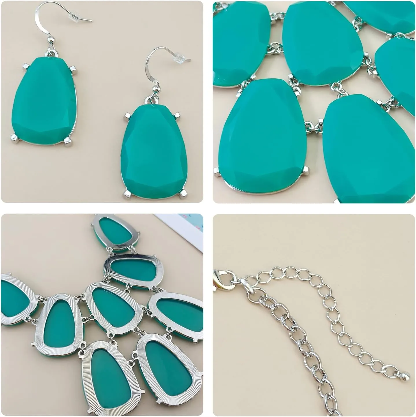 Firstmeet Chunky Bubble Statement Collar Necklace with Earrings for Women