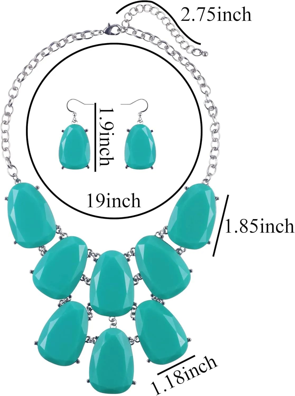 Firstmeet Chunky Bubble Statement Collar Necklace with Earrings for Women
