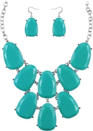 Firstmeet Chunky Bubble Statement Collar Necklace with Earrings for Women