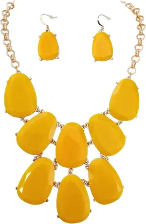 Firstmeet Chunky Bubble Statement Collar Necklace with Earrings for Women