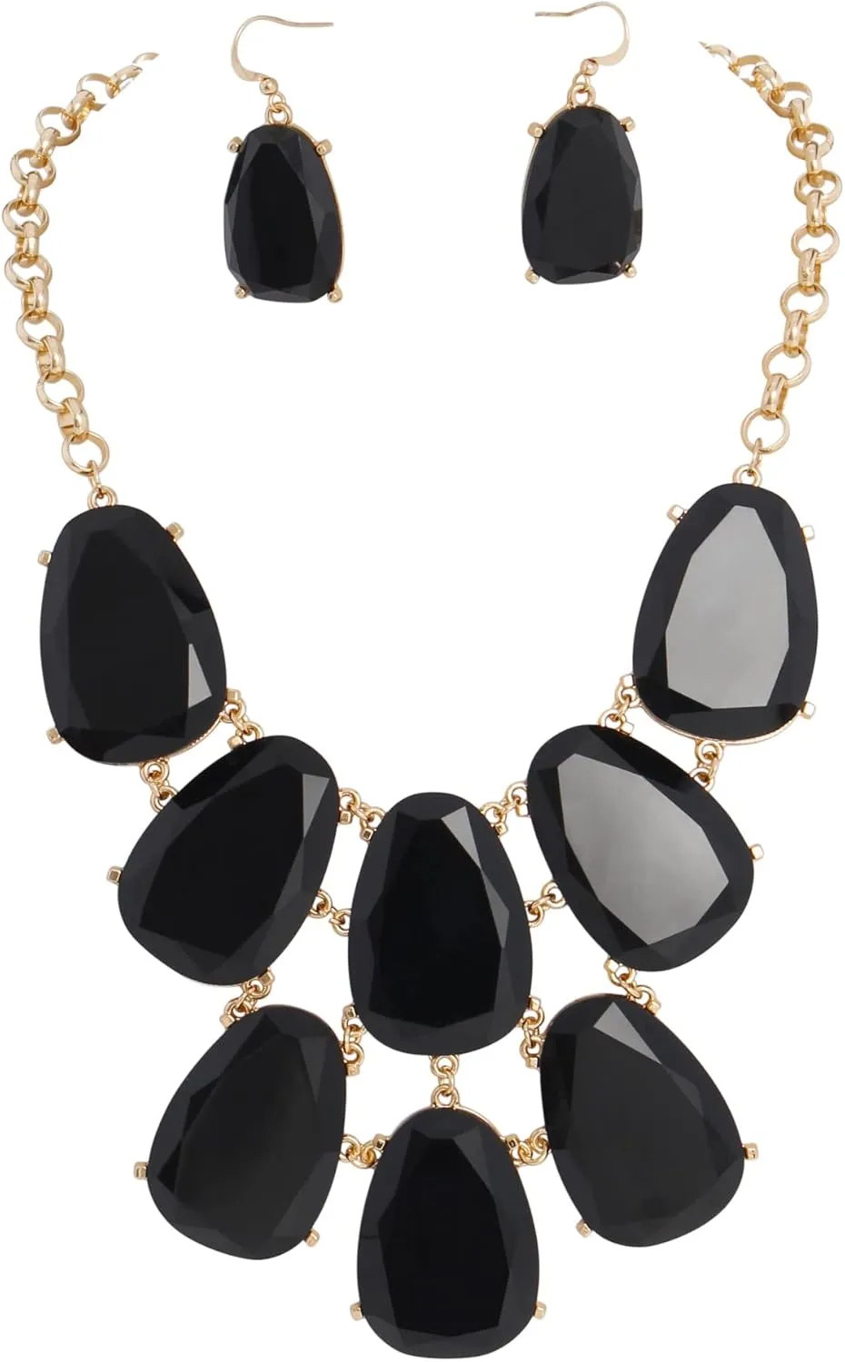 Firstmeet Chunky Bubble Statement Collar Necklace with Earrings for Women
