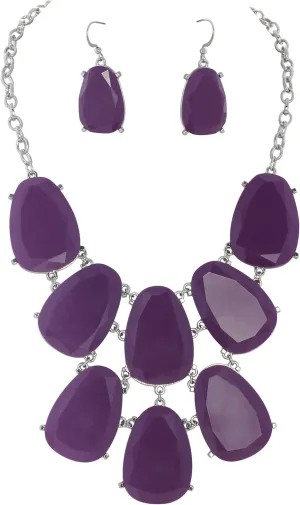 Firstmeet Chunky Bubble Statement Collar Necklace with Earrings for Women