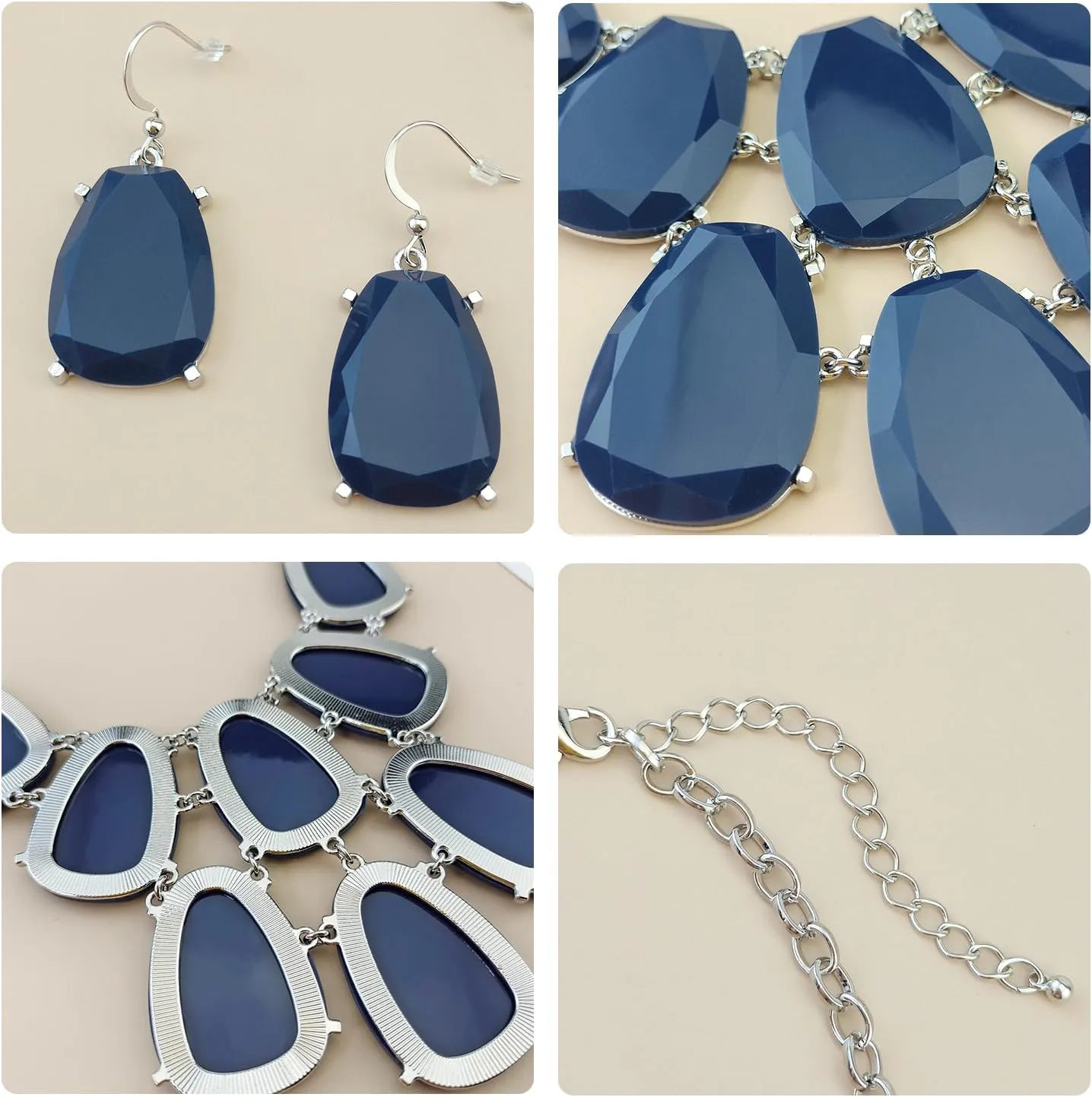 Firstmeet Chunky Bubble Statement Collar Necklace with Earrings for Women