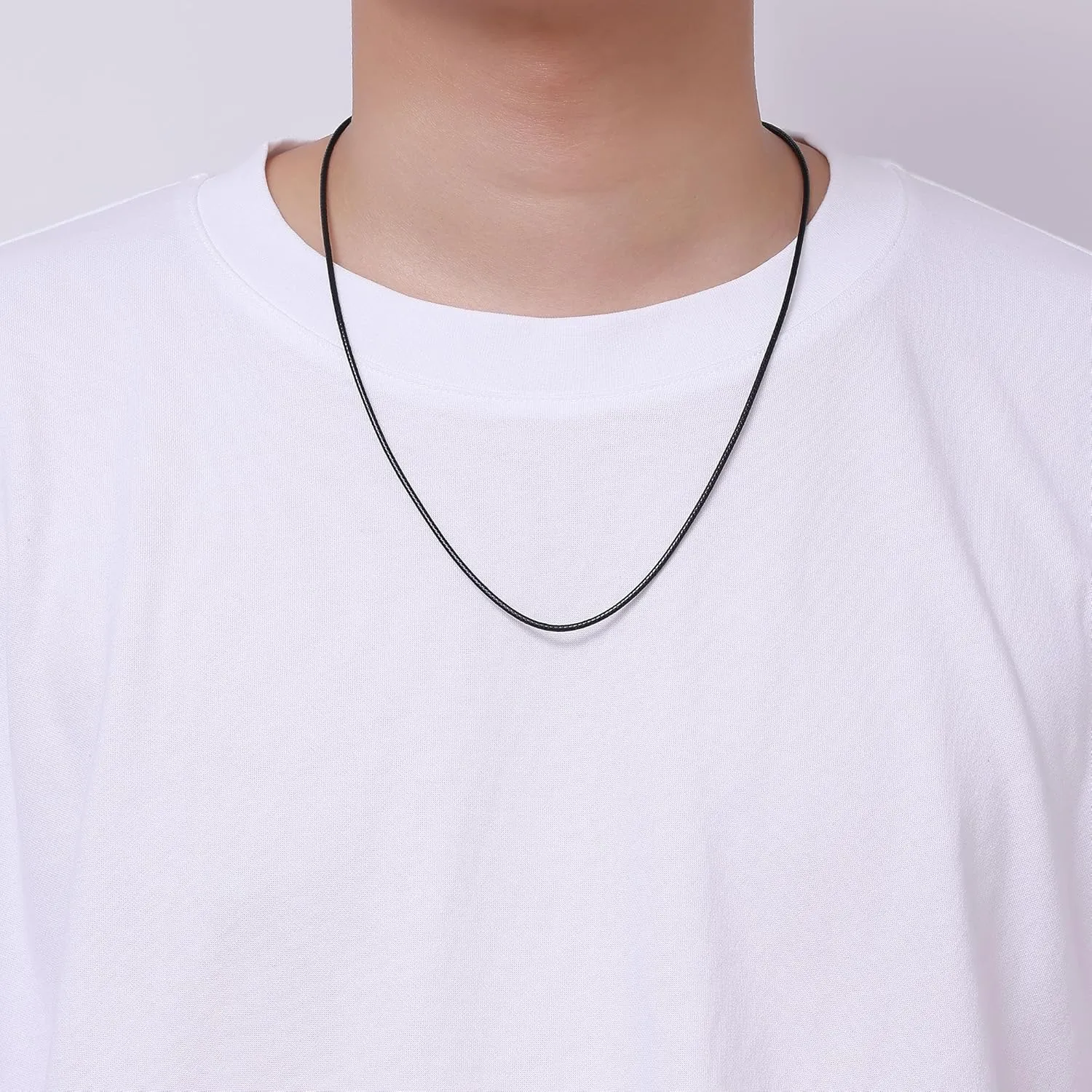 Fiusem Black/Brown Braided String Cord Necklace for Men, 2/3MM Waterproof Leather Cord Chain, Mens Necklace 16-28 Inch