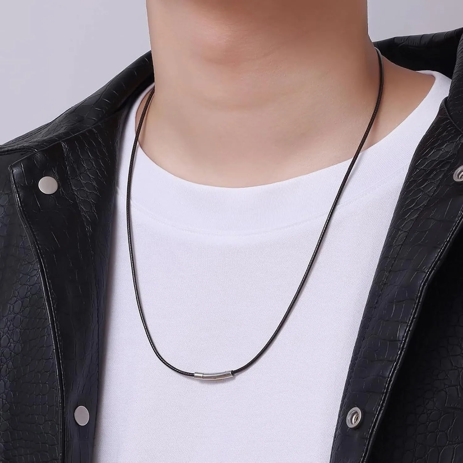 Fiusem Black/Brown Braided String Cord Necklace for Men, 2/3MM Waterproof Leather Cord Chain, Mens Necklace 16-28 Inch