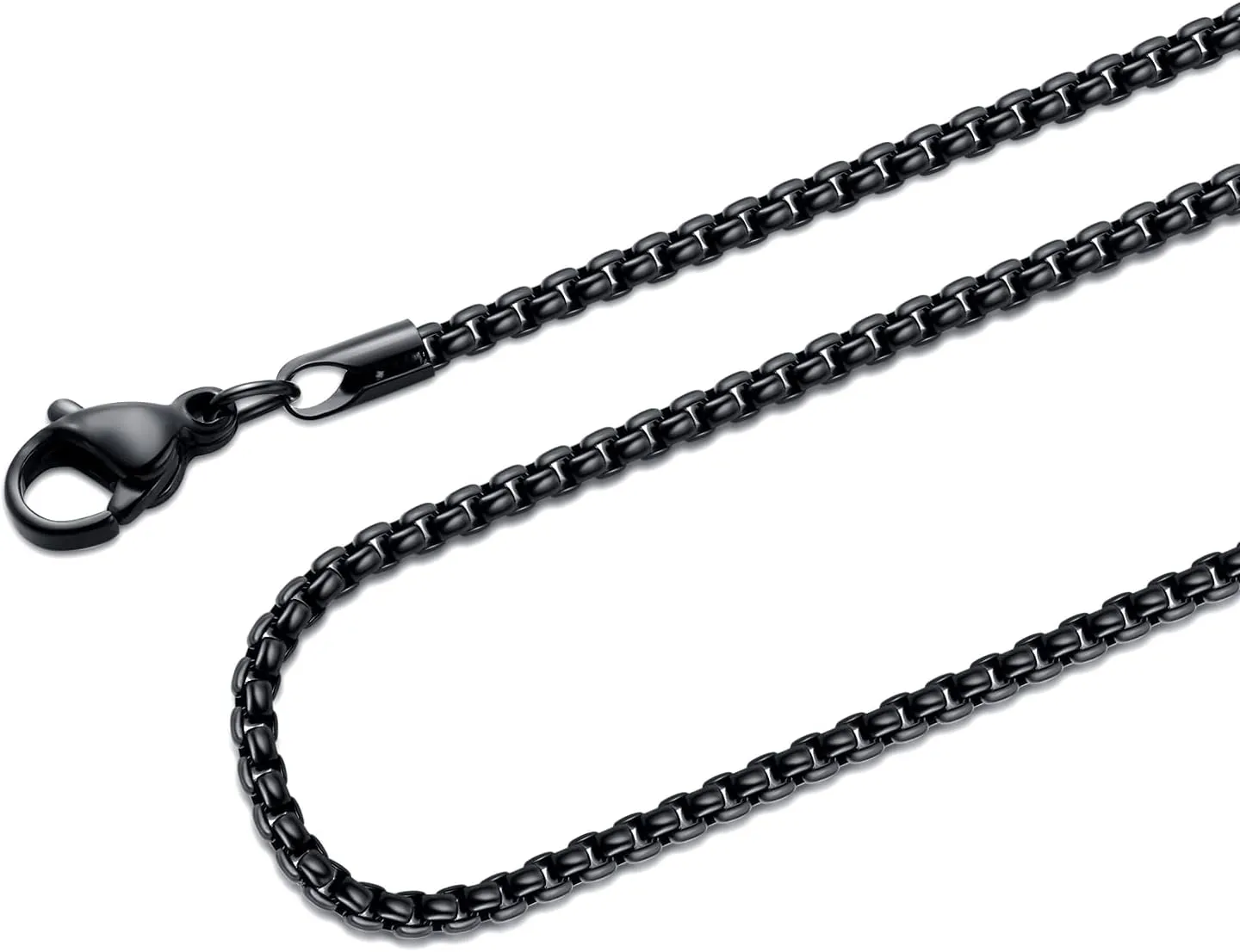 Fiusem Silver Tone/Gold Plated/Black Chain for Men, 2/2.5/3/4/5mm Stainless Steel Necklace for Men and Women, Box Chain 18-28 Inches