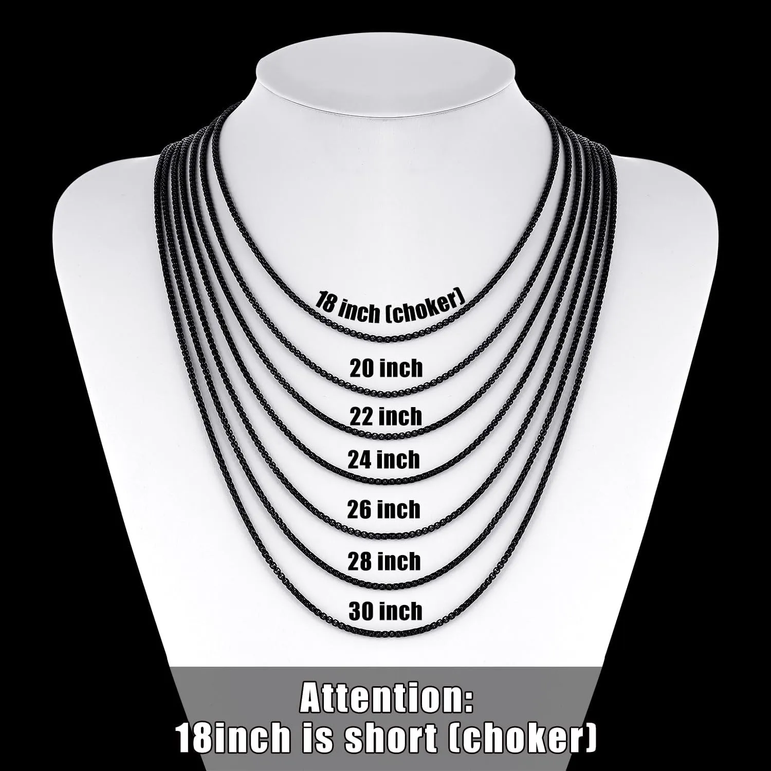Fiusem Silver Tone/Gold Plated/Black Chain for Men, 2/2.5/3/4/5mm Stainless Steel Necklace for Men and Women, Box Chain 18-28 Inches