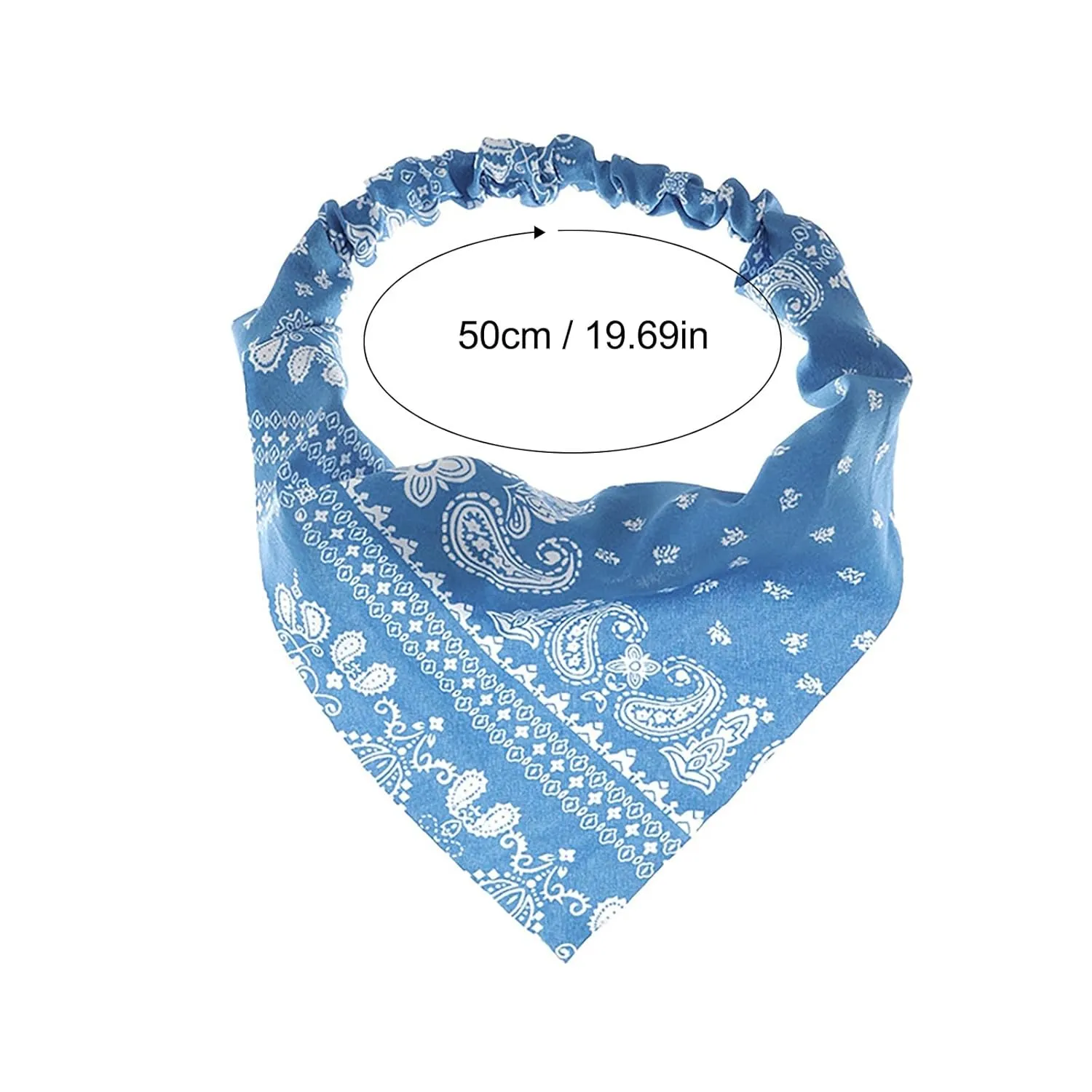 Floral Elastic Triangle Hair Bandanas Boho Scarf Headband Turban Headbands for Women Girls (Blue, One Size)