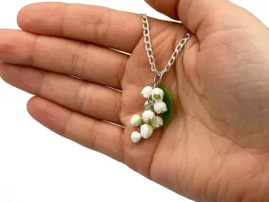 Flower necklace lily of the valley statement pendant floral charm