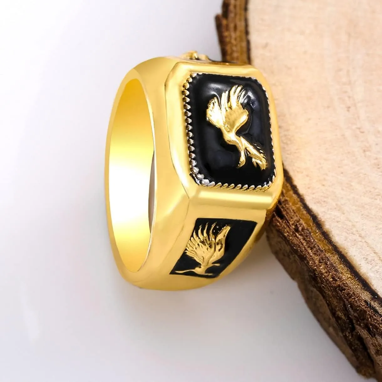 Flying Eagle Ring, Gold Eagle Ring for Men Viking Hawk Ring Punk Gothic Flying Bald Eagle Ring -s Retro Flying Animal Jewelry