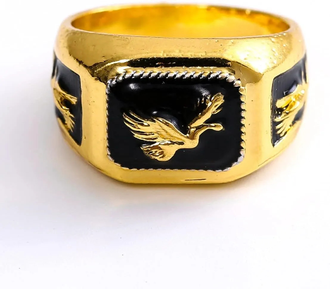 Flying Eagle Ring, Gold Eagle Ring for Men Viking Hawk Ring Punk Gothic Flying Bald Eagle Ring -s Retro Flying Animal Jewelry