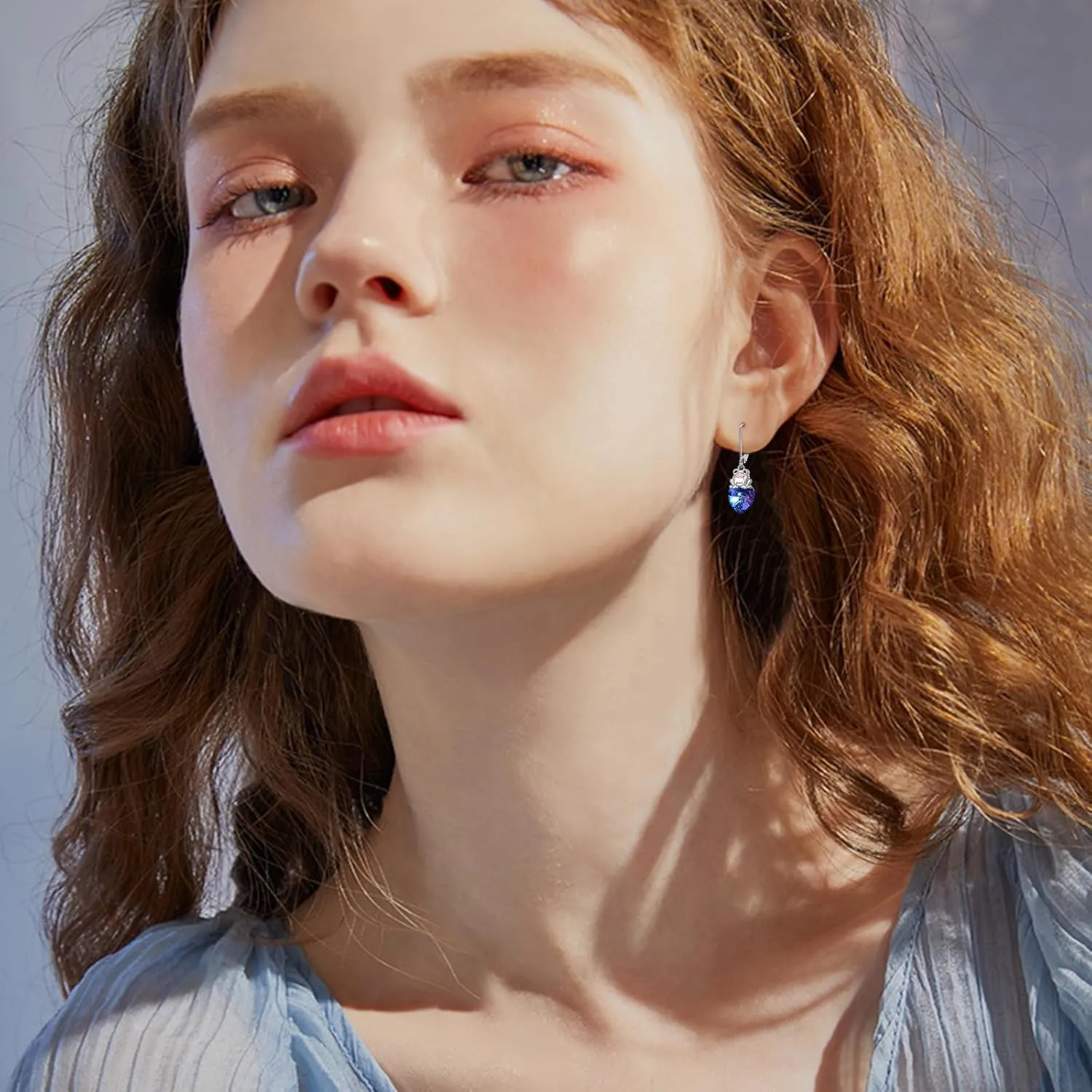 Fox/Frog/Highland Cow/Panda/Sloth Crystal Heart Drop Dangle Earrings for Women 925 Sterling Silver Animal Heart Earrings Fox/Frog/Panda/Sloth Jewelry Christmas for Women