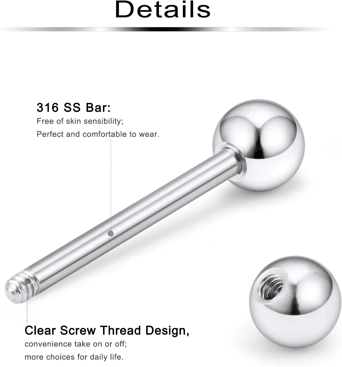Ftovosyo 24-48PCS 16G Nipple Rings Straight Barbells Surgical Steel Tongue Rings Nipplerings Body Piercing Jewelry for Women Men 14-22MM