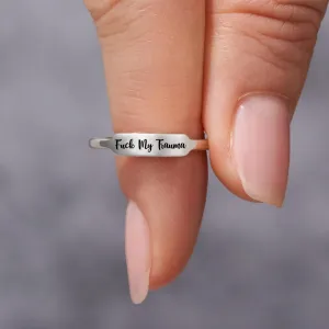 Fuck My Trauma Delicate Bar Ring, 925 Sterling Silver Fuck My Trauma Ring, Stackable High Polish Tarnish Resistant Inspirational Ring, Fuck My Trauma Jewelry Gifts for Women Sisters