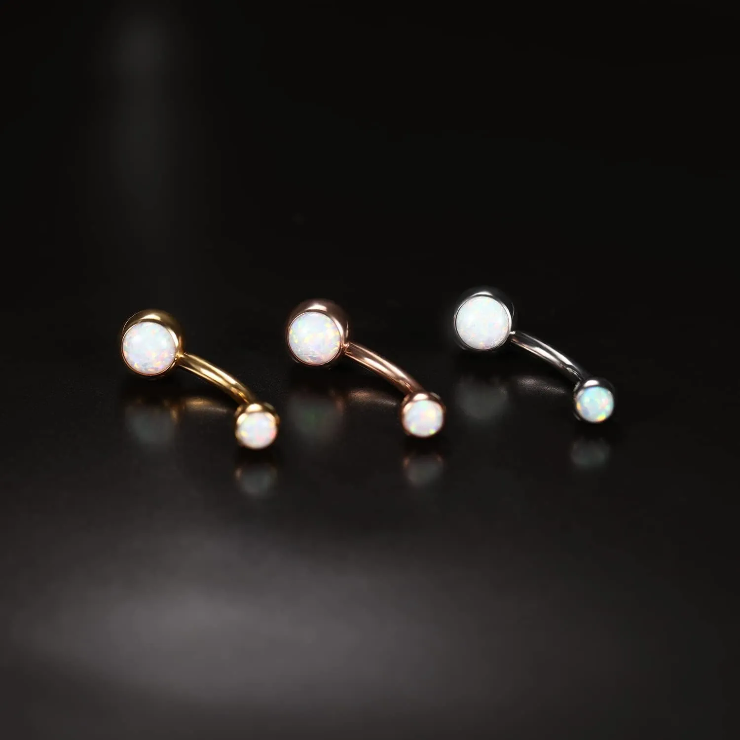 FUNLMO 14G Belly Button Ring Titanium Belly Navel Ring Belly Button Piercing Jewelry Internally Threaded Navel Jewelry Navel Belly Piercing Jewelry Double CZ Opal Inlaid