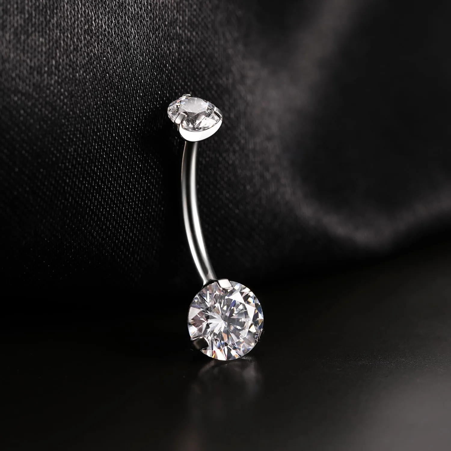 FUNLMO 14G Belly Button Ring Titanium Belly Navel Ring Belly Button Piercing Jewelry Internally Threaded Navel Jewelry Navel Belly Piercing Jewelry Double CZ Opal Inlaid