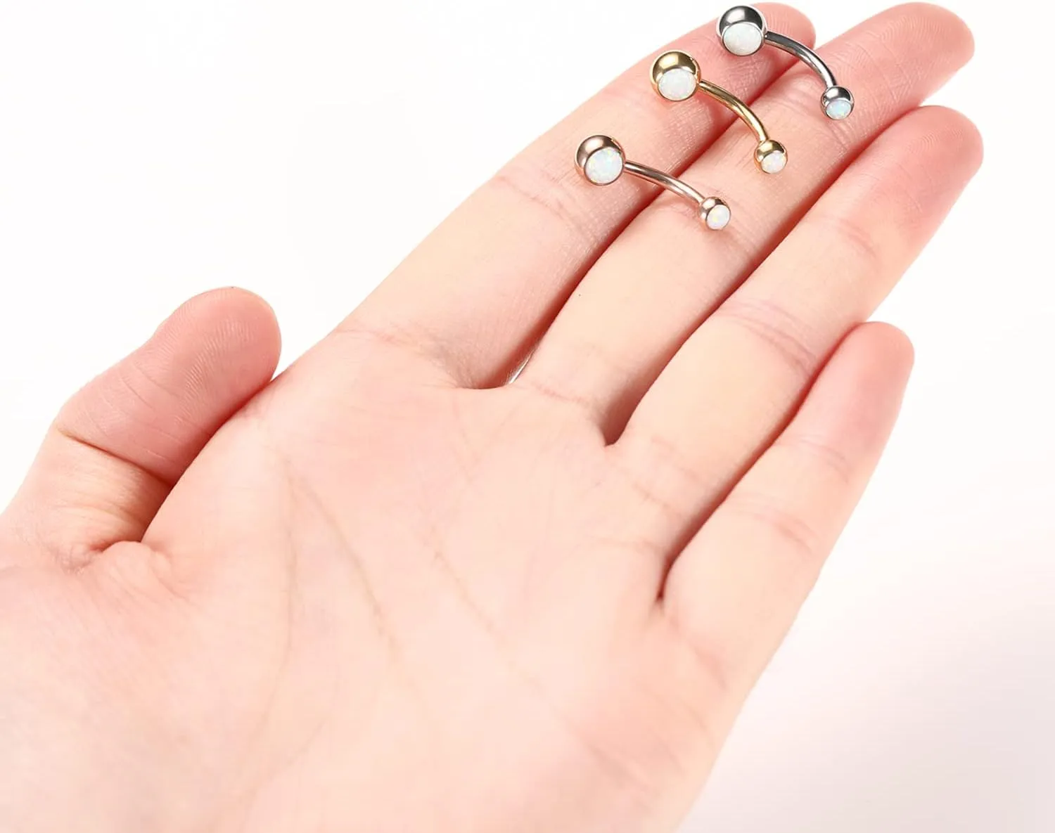 FUNLMO 14G Belly Button Ring Titanium Belly Navel Ring Belly Button Piercing Jewelry Internally Threaded Navel Jewelry Navel Belly Piercing Jewelry Double CZ Opal Inlaid
