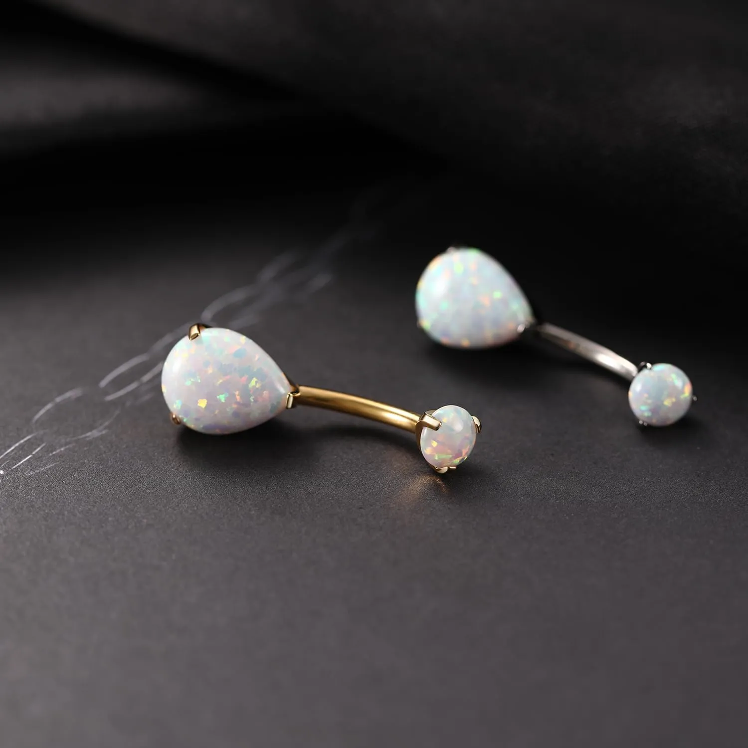 FUNLMO 14g Belly Button Rings Titanium Belly Navel Ring Internally Threaded Belly Button Jewelry Waterdrop Navel Jewelry Navel Belly Piercing Jewelry Navel Barbell Stud