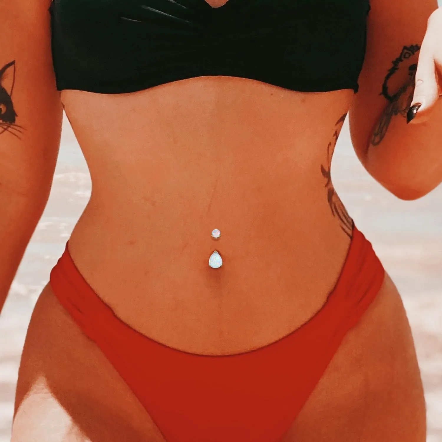 FUNLMO 14g Belly Button Rings Titanium Belly Navel Ring Internally Threaded Belly Button Jewelry Waterdrop Navel Jewelry Navel Belly Piercing Jewelry Navel Barbell Stud