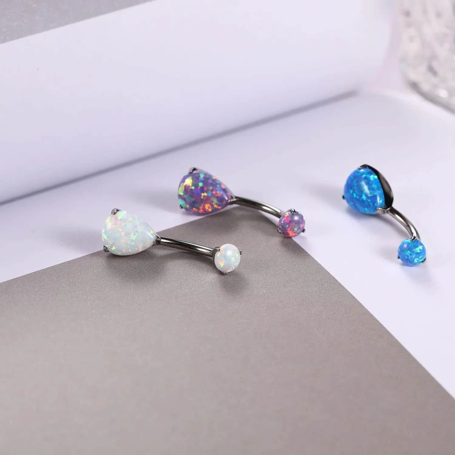 FUNLMO 14g Belly Button Rings Titanium Belly Navel Ring Internally Threaded Belly Button Jewelry Waterdrop Navel Jewelry Navel Belly Piercing Jewelry Navel Barbell Stud