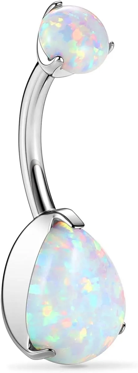 FUNLMO 14g Belly Button Rings Titanium Belly Navel Ring Internally Threaded Belly Button Jewelry Waterdrop Navel Jewelry Navel Belly Piercing Jewelry Navel Barbell Stud