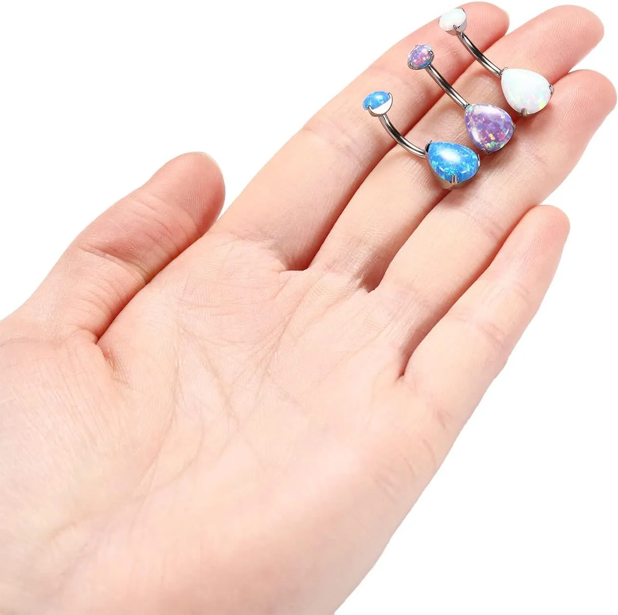 FUNLMO 14g Belly Button Rings Titanium Belly Navel Ring Internally Threaded Belly Button Jewelry Waterdrop Navel Jewelry Navel Belly Piercing Jewelry Navel Barbell Stud