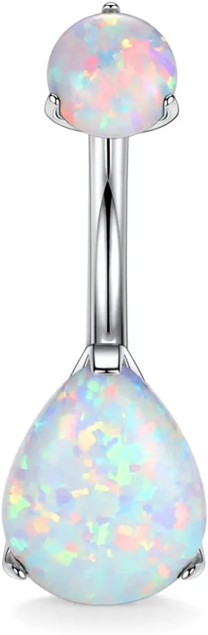 FUNLMO 14g Belly Button Rings Titanium Belly Navel Ring Internally Threaded Belly Button Jewelry Waterdrop Navel Jewelry Navel Belly Piercing Jewelry Navel Barbell Stud