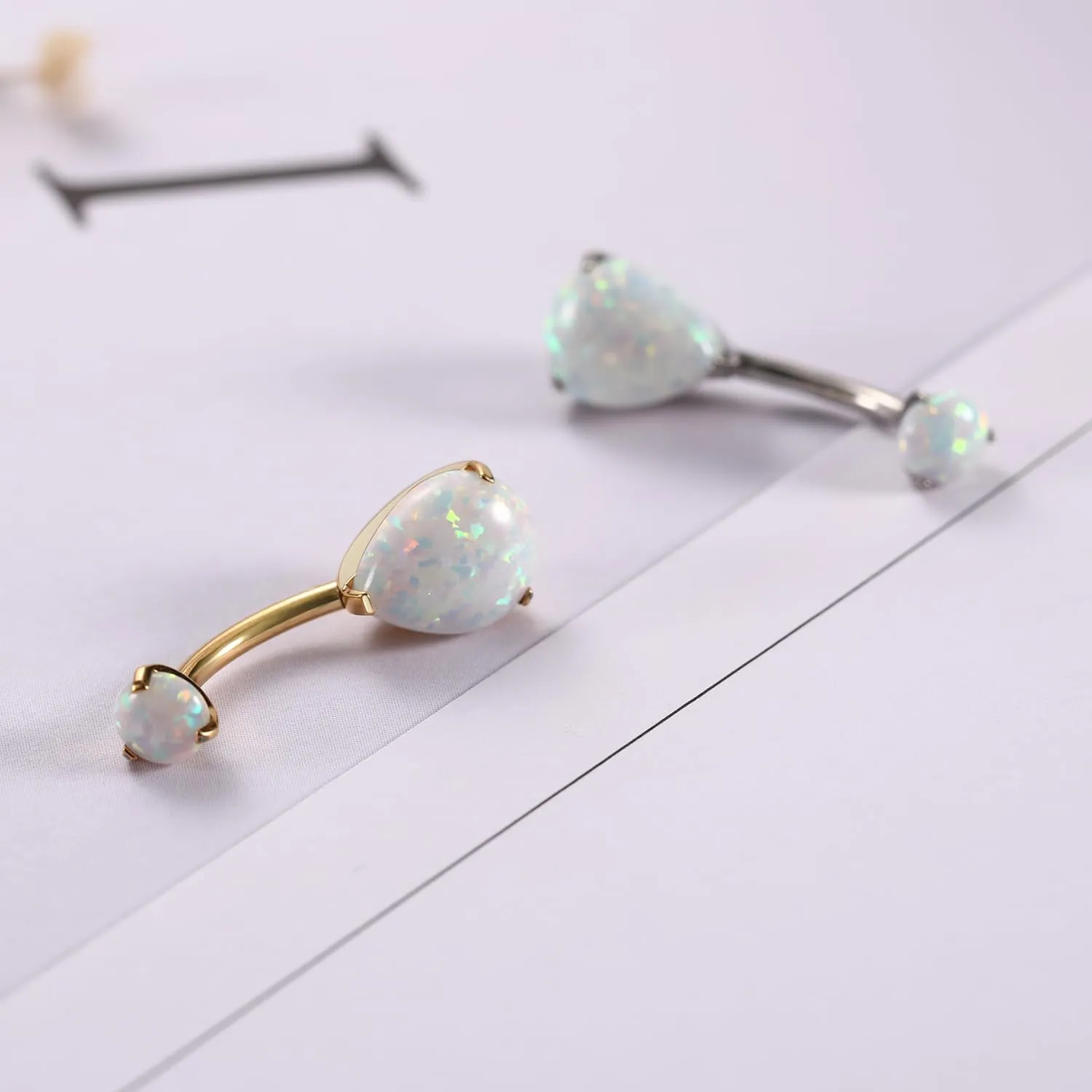 FUNLMO 14g Belly Button Rings Titanium Belly Navel Ring Internally Threaded Belly Button Jewelry Waterdrop Navel Jewelry Navel Belly Piercing Jewelry Navel Barbell Stud