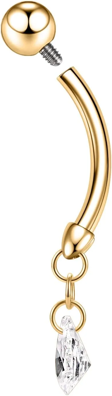 FUNLMO 14G Dangle Belly Button Ring Belly Piercing Belly Button Jewelry Titanium Navel Ring Navel Jewelry Internally Threaded Navel Belly Piercing Jewelry