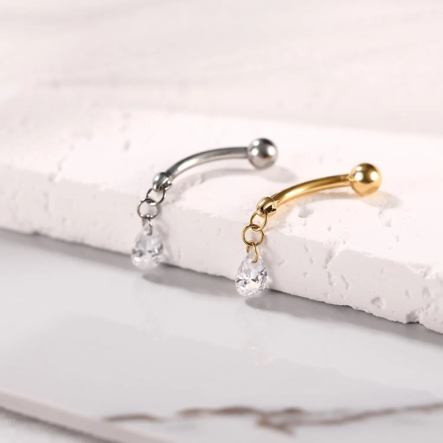 FUNLMO 14G Dangle Belly Button Ring Belly Piercing Belly Button Jewelry Titanium Navel Ring Navel Jewelry Internally Threaded Navel Belly Piercing Jewelry