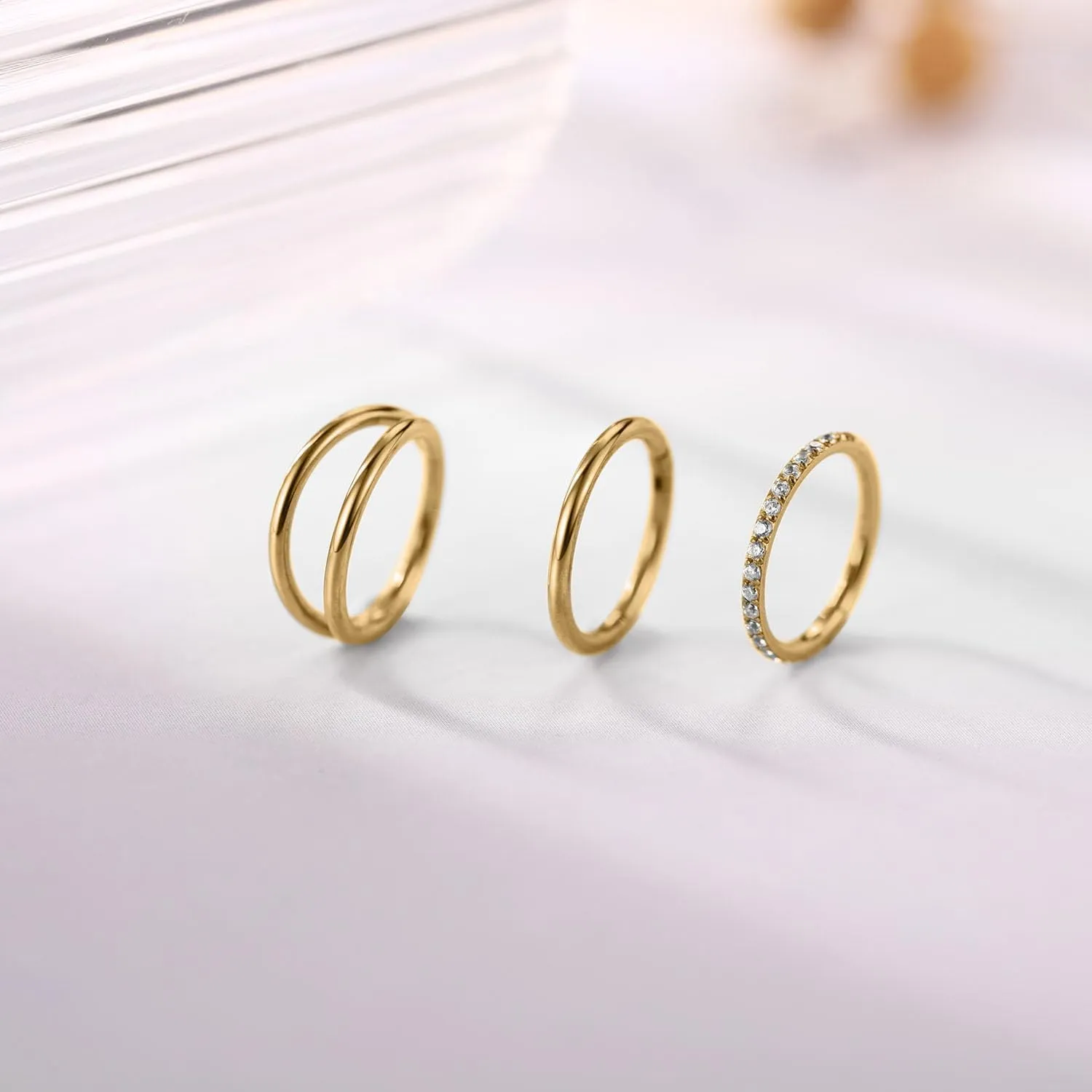 FUNLMO 3Pcs Nose Rings Double Hoop Nose Ring Conch Daith Tragus Helix Rook Piercing Jewelry Surgical Steel Cartilage Earring Conch Hoop Earring Septum Jewelry Lip Ring