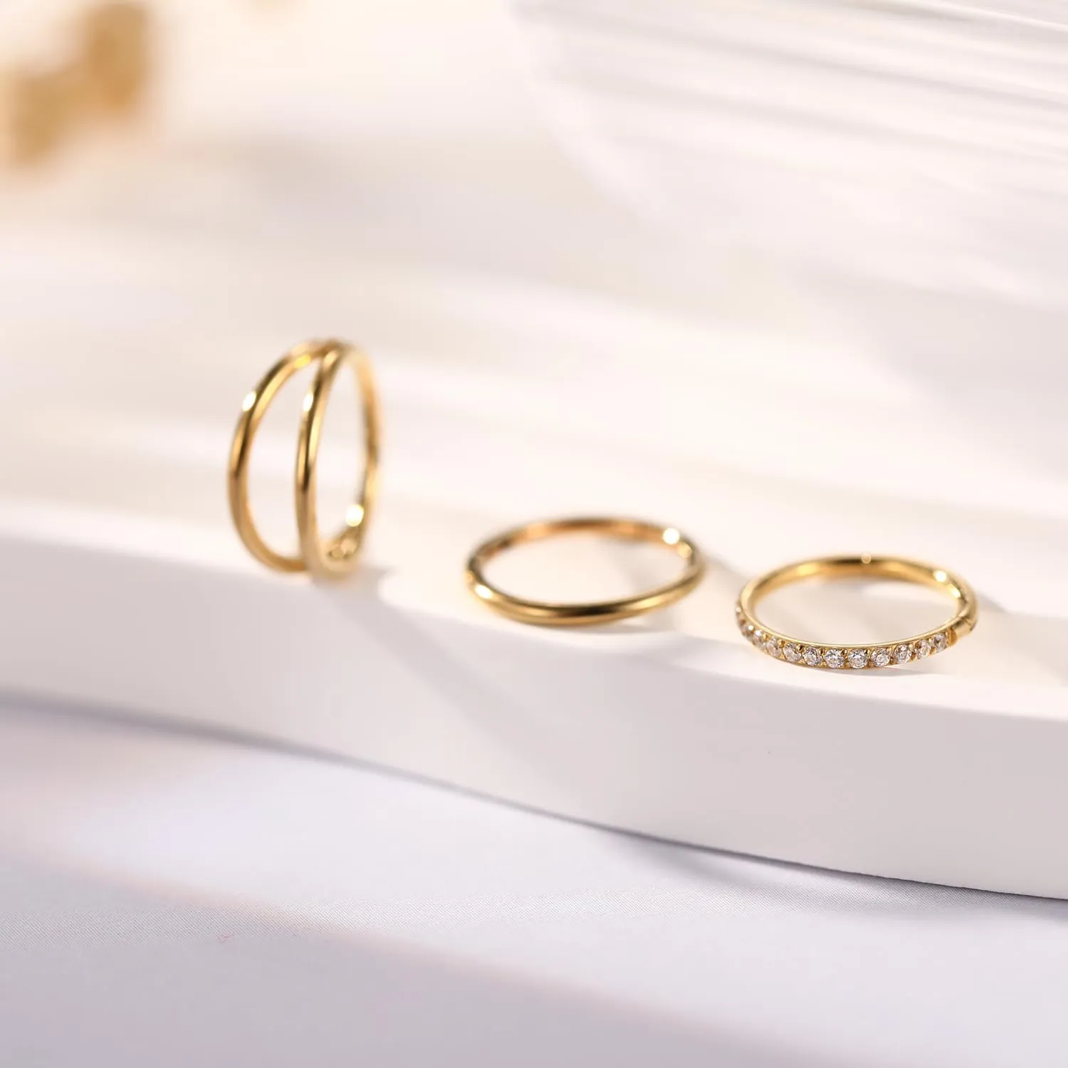 FUNLMO 3Pcs Nose Rings Double Hoop Nose Ring Conch Daith Tragus Helix Rook Piercing Jewelry Surgical Steel Cartilage Earring Conch Hoop Earring Septum Jewelry Lip Ring