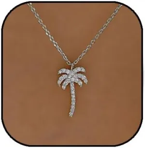 FUTIMELY Palm Coconut Tree Pendant Necklace for Women Stainless Steel Tropical Pendant Rope Chain Necklace Hawaiian Beach Jewelry Gifts