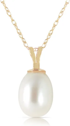 Galaxy Gold GG 4 Carat 14k Solid Gold Necklace with Freshwater-cultured Pearl Pendant