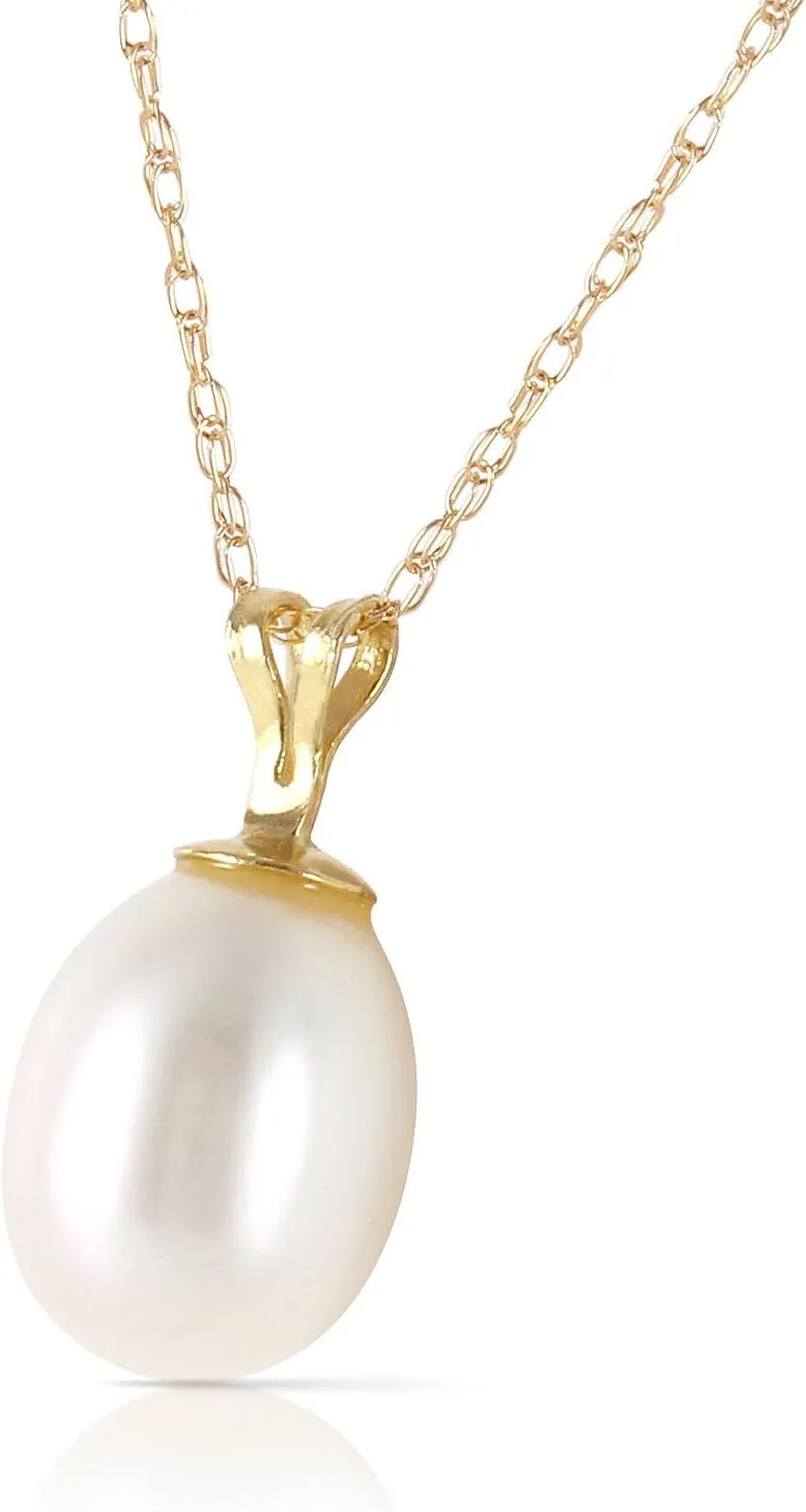 Galaxy Gold GG 4 Carat 14k Solid Gold Necklace with Freshwater-cultured Pearl Pendant