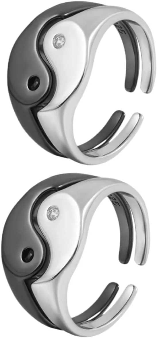 Gatuida 2 Pairs Matching Couple Ring Jewelry Adjustable Ring for Lover Set Perfect for Engagement