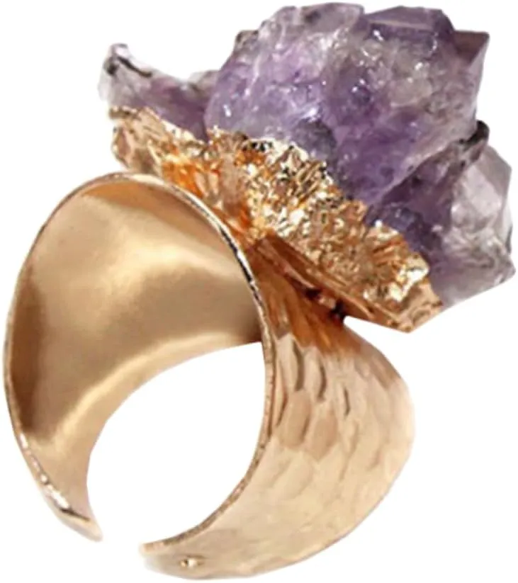 Gatuida 2 Pcs Elegant Women's Ring Gemstone Jewelry Chic Agate Design Comfortable Fit