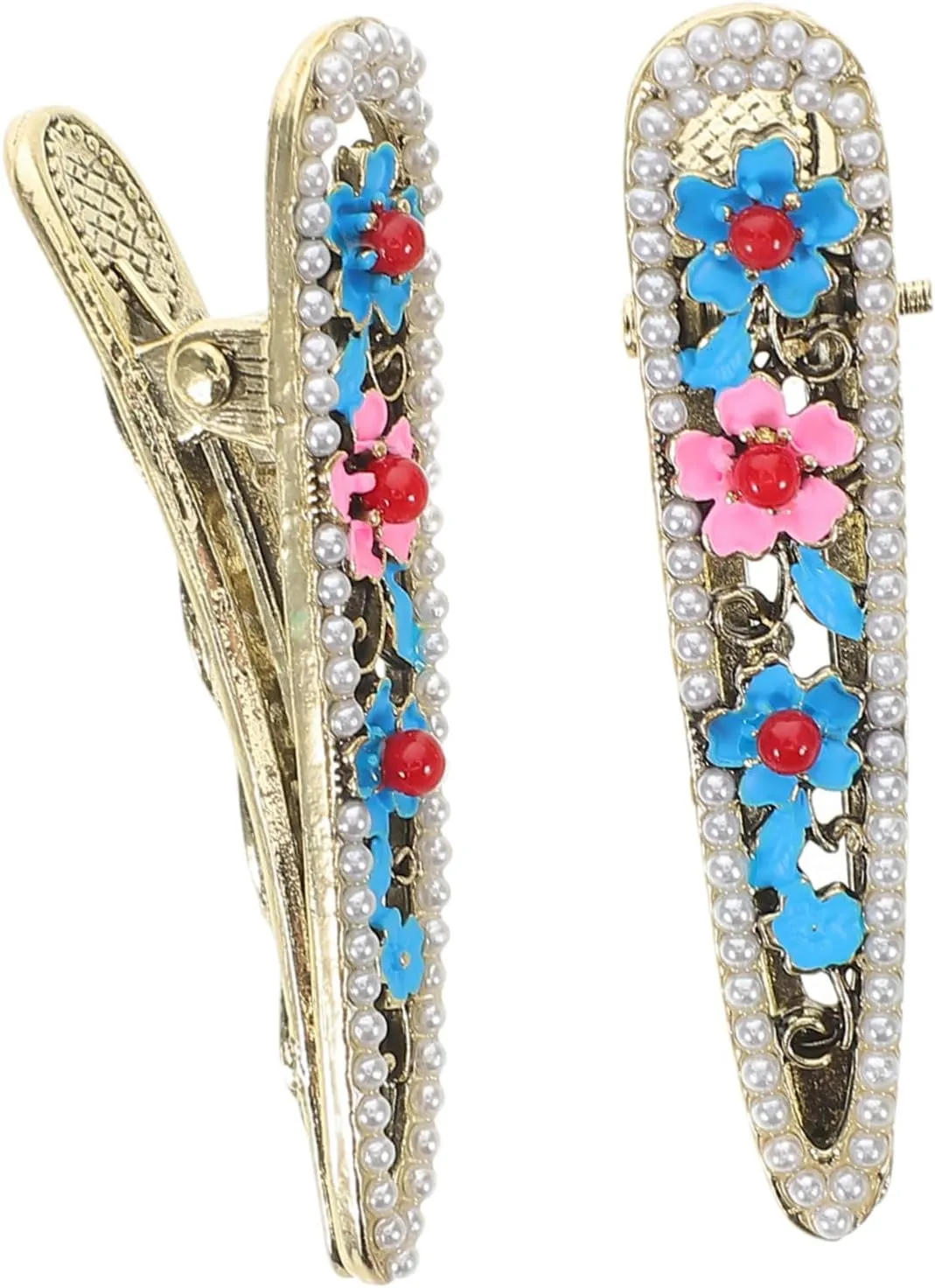 Gatuida 2pcs Mini Hair Clips Decorative Flower Metal Hairpins for Women Ancient Chinese Style Duckbill Hair Clips with Unique Aesthetic for Daily Use and Special Occasions