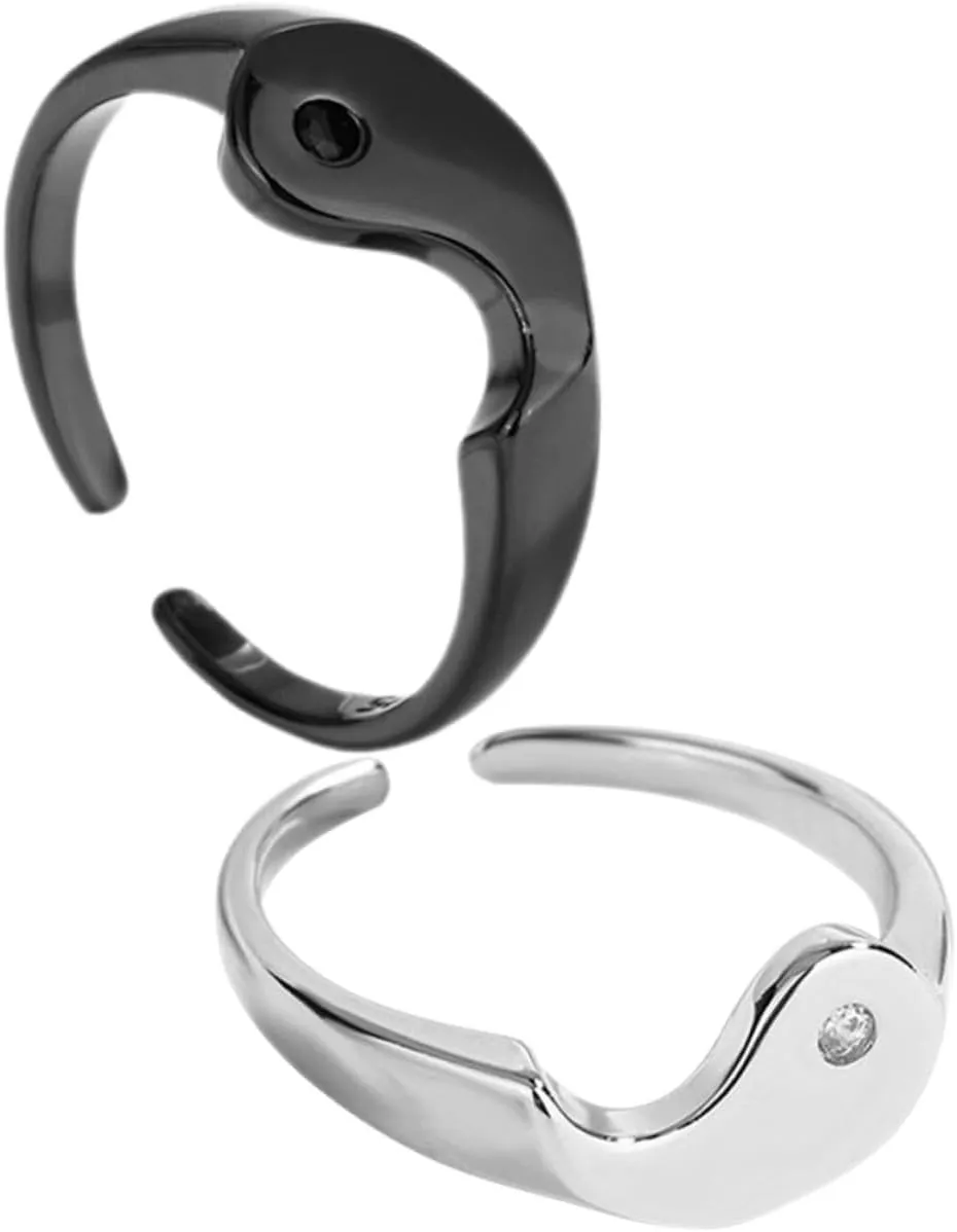 Gatuida Adjustable Matching Couple Ring Decorative Open Finger Rings for Girlfriend