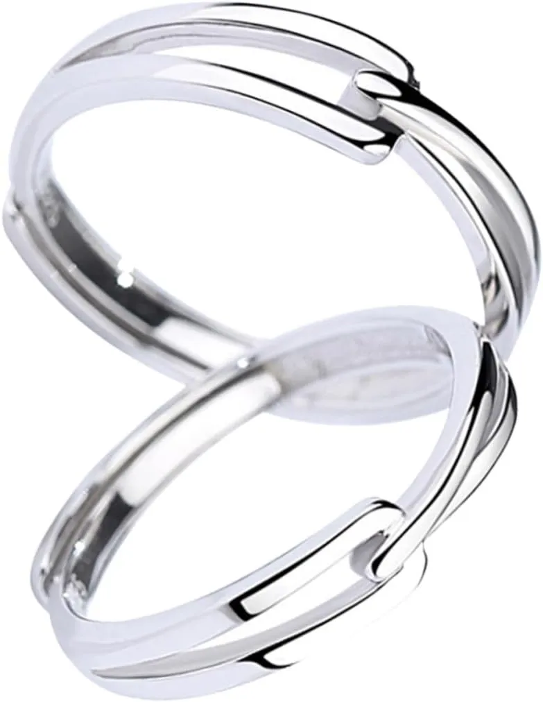 Gatuida Stylish Ring Set for Couples Women's Silver Finger Rings Fashionable Wedding Jewelry