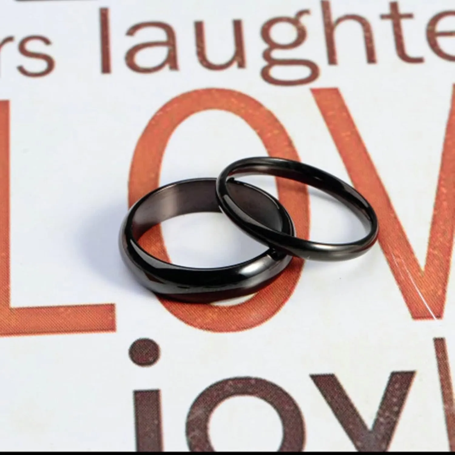 Gay Couple Rings, Couple Stainless Steel Rings Black Polished Rings Valentine's Jewelry Size 6-12