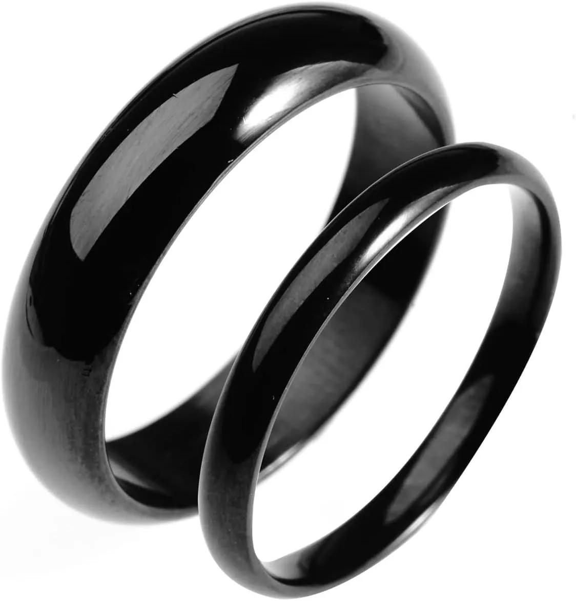 Gay Couple Rings, Couple Stainless Steel Rings Black Polished Rings Valentine's Jewelry Size 6-12