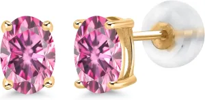 Gem Stone King 14K Gold Gemstone Birthstone Oval Stud Earrings | Oval 6X4MM | Gold Earrings For Women Men | Fine Jewelry Gifts for Her Mom Women Wife