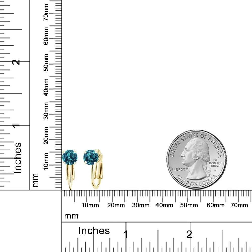 Gem Stone King 18K Yellow Gold Plated Silver 6MM Round Gemstone Birthstone Clip-On Earrings | Fine Jewelry Gifts for Her Mom Women Wife