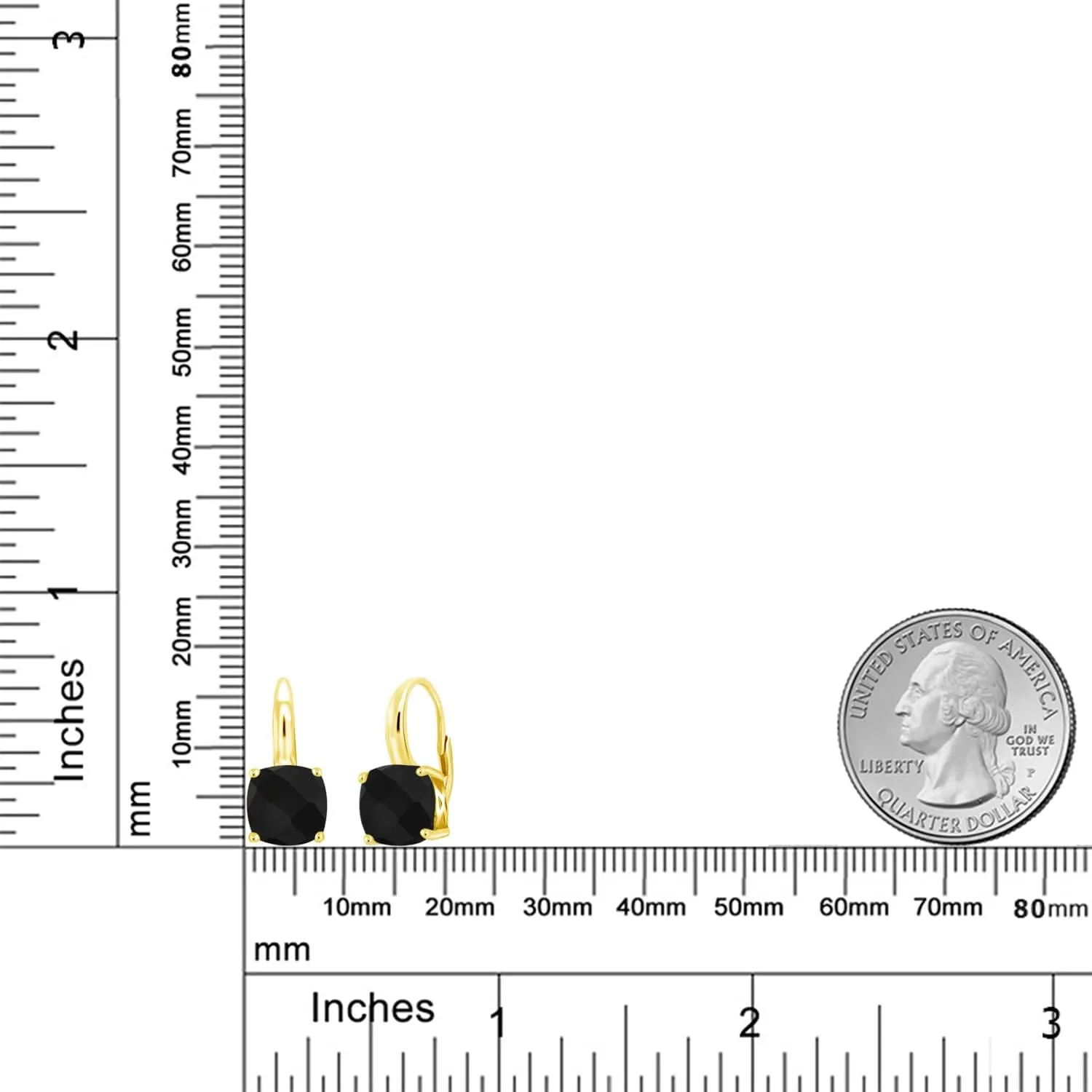 Gem Stone King 18K Yellow Gold Plated Silver 8MM Cushion Gemstone Birthstone Leverback Dangle Earrings for Women | Fine Jewelry for Her Mom Wife