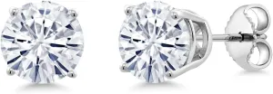 Gem Stone King 2-4 Cttw Round Gemstone Birthstone Stud Earrings For Women Men | 925 Sterling Silver | Round 7MM | Fine Jewelry Gifts for Her Mom Women Wife Men