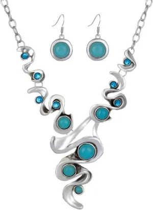 Generic Bohemian Jewelry Set, Turquoise Pendant Necklace Earring, Retro Vintage Boho Style Chunky Jewelry Decorative Vintage Neckl 79x7cm UFE225316P8 0