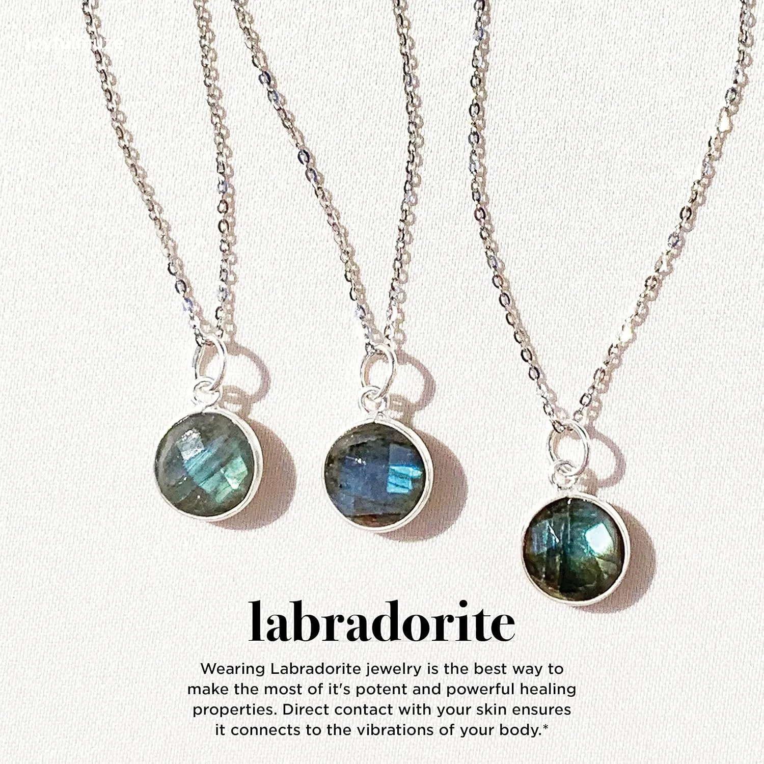 Genuine Labradorite Necklace in Sterling Silver, March Birthstone Gift for Men and Women, Boho Jewelry 18 inch long (labradorite-round-silver)